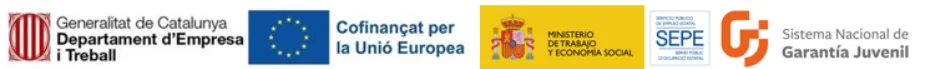 Logotipos del Departament d'Empresa i Treball y del Fondo Social Europeo Plus